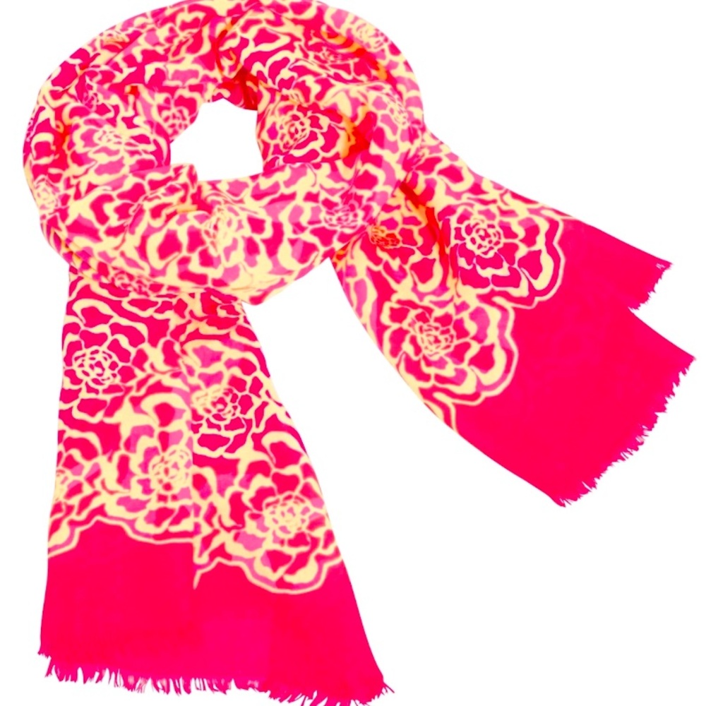 Vera Bradley Punk & Red Floral Lightweight Scarf or Beach Wrap
